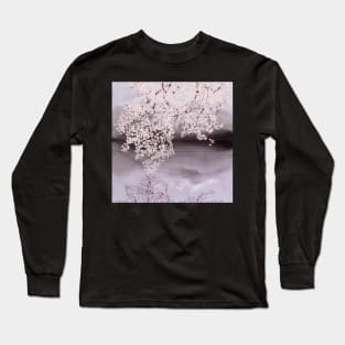 Cherry blossom branch on water. Spring Japanese scenery. Romantic Sakura flowers, watercolor illustration Long Sleeve T-Shirt